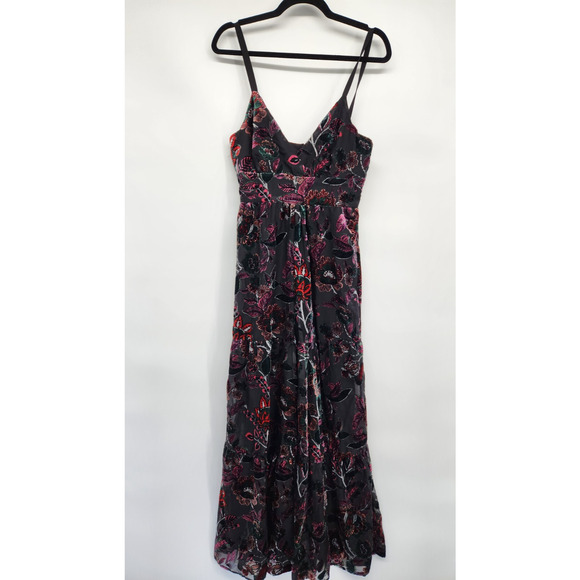 NWT Anthropologie Hutch Tiered Velvet Floral Wide Leg Jumpsuit Size 4 #8F502 - Picture 3 of 10